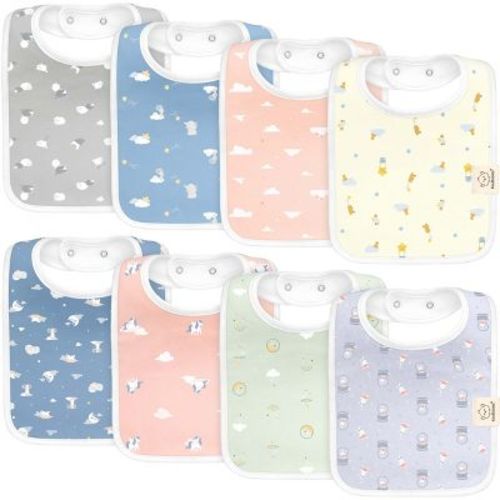 KeaBabies 8-Pack Organic Baby Bibs for Boy, Girl, Drool Bibs, Baby Bib for Girls, Boys, Newborn Teething Bibs