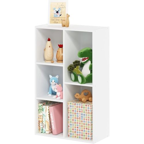 Furinno Luder 5-Cube No Tool Assembly Open Shelf, White