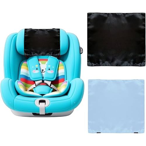 2 Pack Satin Car Seat Headrest Cover for Babies, Soft Silk Feeling Hair Protector for Infant Car Seats & Strollers,Reduce Frizz & Bald Spots (Black & Blue)