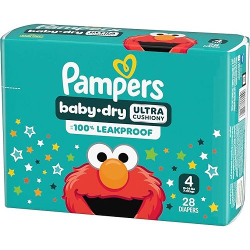 Pampers Diapers - Baby Dry - Size 4, 28 Count, Absorbent Disposable Infant Diaper (Packaging May Vary)