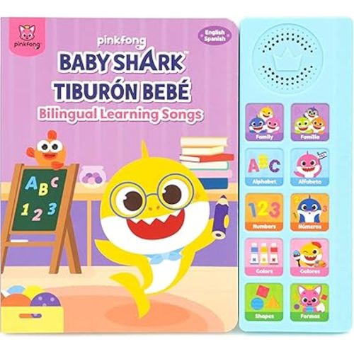Pinkfong Baby Shark Bilingual Musical Sound Book – English Spanish Learning Songs | Interactive Educational Book for Babies and Toddlers 1-3 | Baby Shark Learning Book