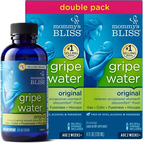 Mommy's Bliss Original Gripe Water, Gas and Colic Relief, Gentle and Safe, Made for Infants, 2 Weeks+, 8 Fl Oz (2 Bottles)