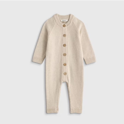 100% Organic Cotton Sweater Romper - Baby in Speckled Beige