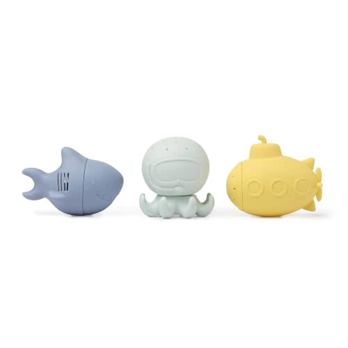 Loulou Lollipop Silicone Bath Toys, Opens to Clean & Dry, Ocean Wonders | Two-piece design pulls apart so the inside rinses and dries fully. Dishwasher safe (top rack). BPA and phthalate free.