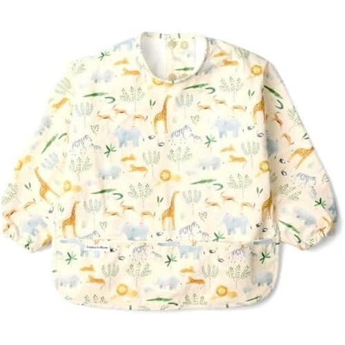 Loulou Lollipop Long Sleeve Mess Free Waterproof Bibs, for baby boys and girls 6-36 Months, Machine Washable, Travel Friendly