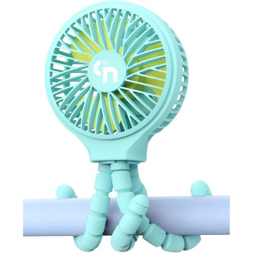 WiHoo Mini Handheld Stroller Fan,Battery Operated Fan Personal Portable Fan Car Seat Baby Fan with Flexible Tripod,USB or Battery Desk Fan Adjustable 3 Speeds for Camping/Traveling - Blue