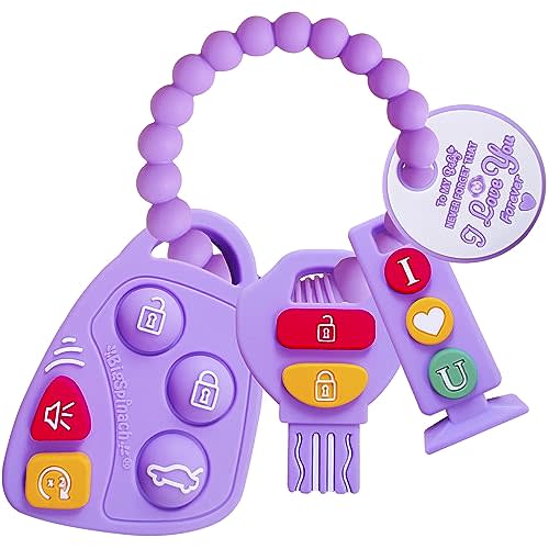 Baby Teething Keys Toys 6 to 12 Months,Gothic Car Keys Baby Teether Combo Set,Car Key Remote Toy Controller for Toddler (Key, Purple)