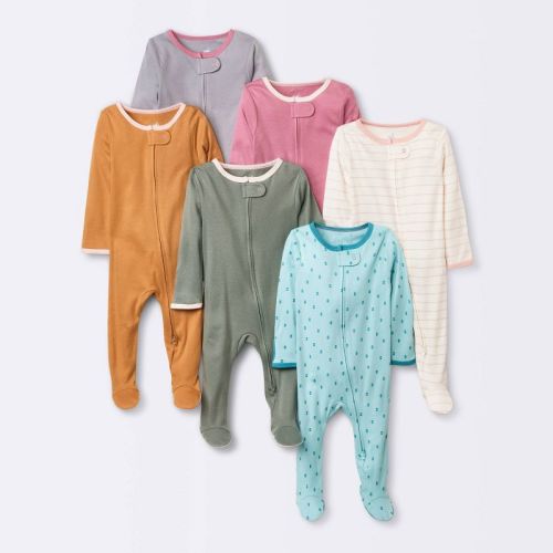Baby 6pk Zip-Up Sleep N' Play - Cloud Island™ Brown, Size: 0-3M