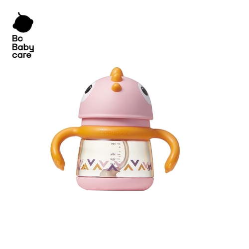 Bc Babycare Baby Water Bottle Dinosaur Cup,No-Spill Weighted Straw Sippy Cup for Babies & Toddlers,5oz,Pink