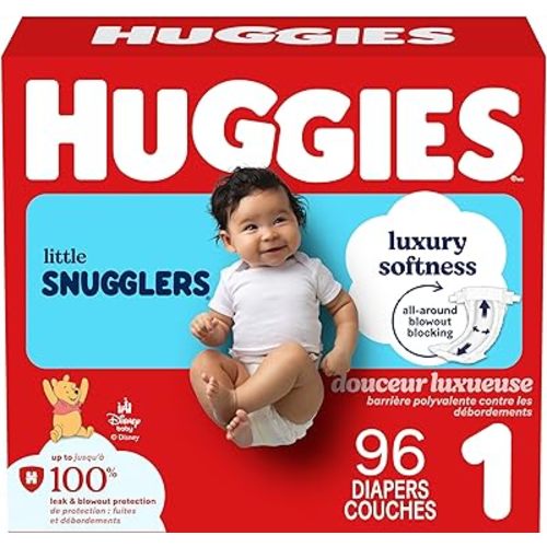 HUGGIES Diapers Size 1 - Huggies Little Snugglers Disposable Baby HUGGIES Diapers, 96ct, Giga Pack