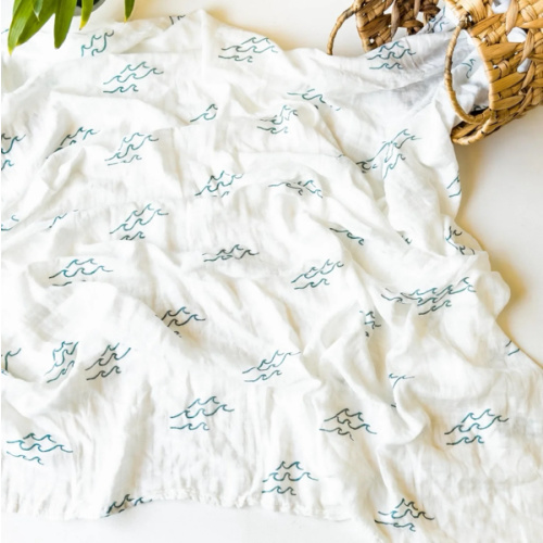 Simple Wave Swaddle - Organic Baby Swaddle | Ocean Nursery Decor – Coca + B.