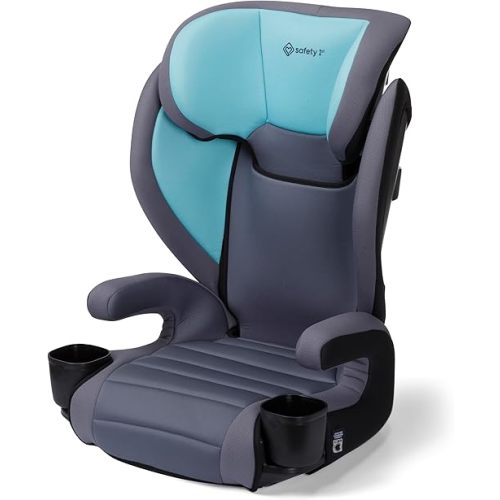 Safety 1st Grow and Go 2-in-1 Booster Car Seat with ComfortWings, Converts High-Back to Backless, 19" Wide, Fits 3 Across, Lightweight, Foldable, Easy-Clean, Cup Holders, 40-100 lbs, Beach Wave