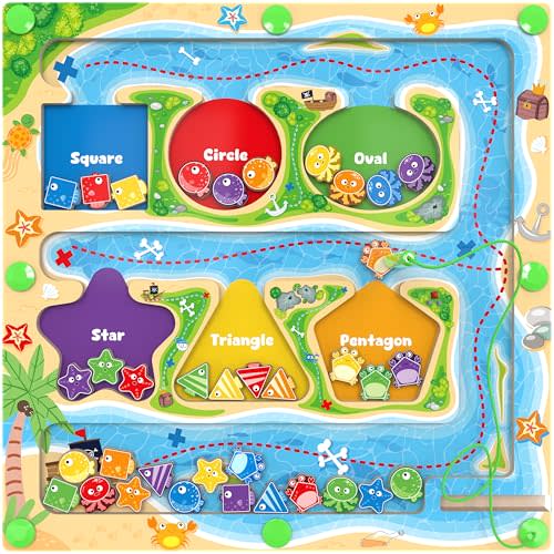 MTYOKILN Magnetic Color & Shape Maze - Montessori Toys for 3 4 5 Year Old, Color and Shape Sorting Toy, Montessori Toys for Kids Boys Girls Gifts Ages3+, Preschool Learning Activities