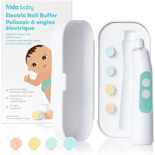 Frida Baby Electric Nail Trimmer, Safe + Easy Electric Nail File Baby Nail Clipper + Nail Trimmer Kit for Newborn, Toddler, or Children's Fingernails/Toenails, 4 Buffer Pads, LED Light, Storage Case