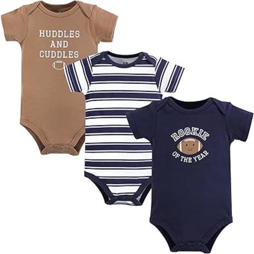 Hudson Baby Unisex Baby Cotton Bodysuits, Football Rookie, 3-6 Months