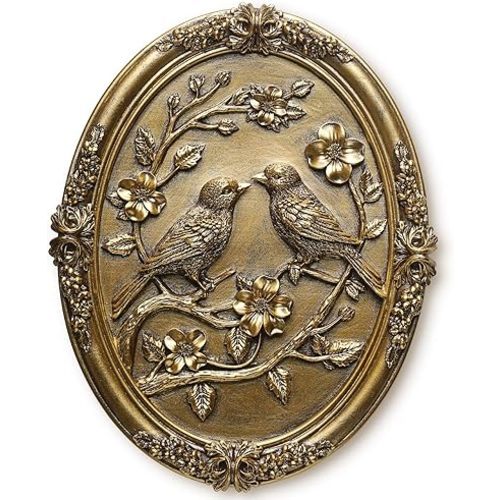 Vintage Bird Wall Sculpture,Antique Wall Decor,Retro Art Birds Sculpture,Hand Painted Wall Decoration with Embossed Couple Birds Design,Vintage Wall Decor for Living Room Bedroom Dining Room Hallway, Mothers Day Gifts