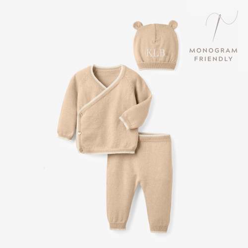Camel Cashmere-Cotton Baby Layette Set – Elegant Baby