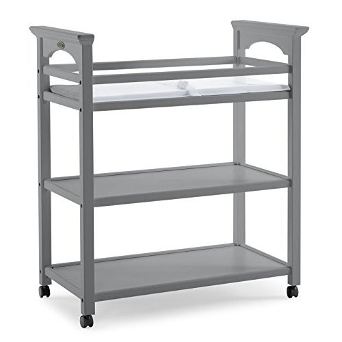 Graco Lauren Changing Table (Pebble Gray) – Nursery Changing on Wheels, Rolling Changing Table Includes Water-Resistant Changing Pad, 2 Shelves for Nursery Storage and Organizing