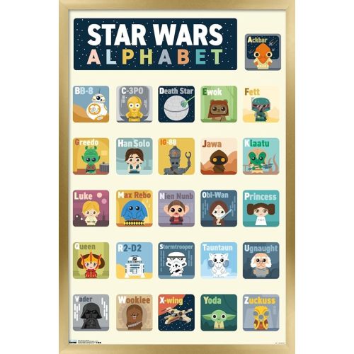 Trends International Star Wars: Saga - Alphabet Wall Poster, 14.725" x 22.375", Gold Framed Version