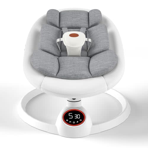 Baby Swings for Infants to Toddler, Portable Baby Swing with Extra Pad, Electric Infant Swing with 5 Speeds and Bluetooth Music, Indoor & Outdoor