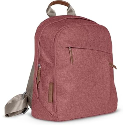 UPPAbaby Changing Backpack/Multiple Storage Compartments/Stroller Strap Attachment/Bottle Insulator and Changing Pad Included/Lucy (Rosewood Mélange/Saddle Leather)