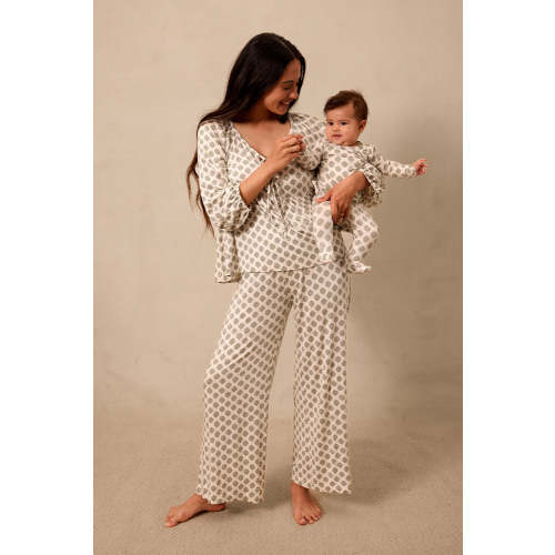 Thistle Block Tie-Top Long-Sleeve Women’s Sleep Sets