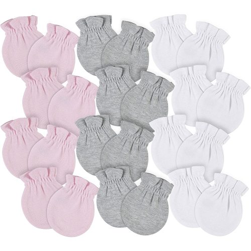 Gerber baby-girls 8-pack and 12-pack No Scratch Mittens - Pink/Gray/White