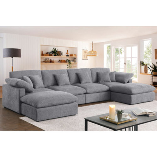 Latitude Run® 155.7" W 6-Piece Modular Chenille Sectional & Reviews | Wayfair