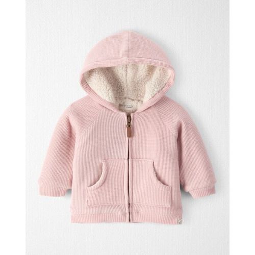 Baby Girl Recycled Sherpa Waffle Knit Hooded Jacket - (9M)
