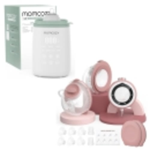 Momcozy Breast Pump V1 Pro Hospital-Grade, Hands-Free Portable Wearable Pump & Momcozy Smart Baby Bottle Warmer, Steam Bottle Sterilizer