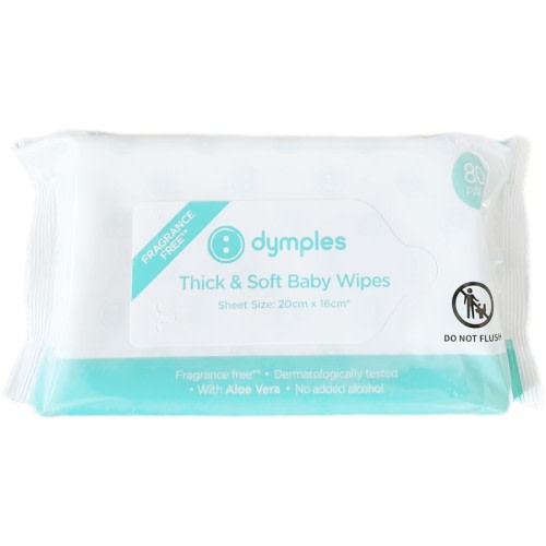 Dymples | Fragrance Free Thick & Soft Baby Wipes - 80 Pack