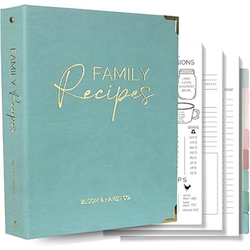 Bloom & Haven Recipe Book to Write in Your Own Recipes | Waterproof Recipe Book | Beautiful Blank Cookbook to Organize Your Recipes | Perfect Family Recipe Journal (Green)