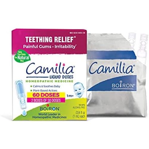 Boiron Camilia Teething Drops for Daytime and Nighttime Relief of Painful or Swollen Gums and Irritability in Babies - 60 Count