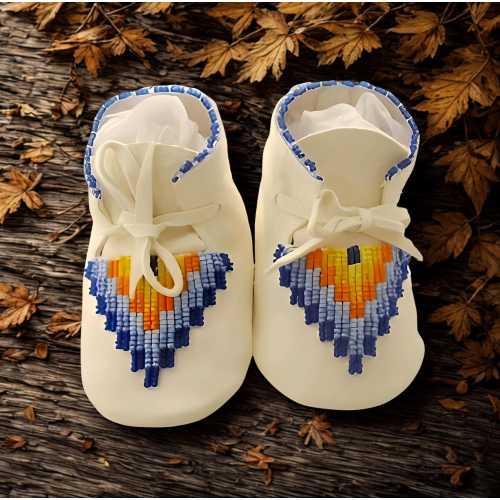 Handmade Beaded Deer Hide Baby Moccasins: Native American Style