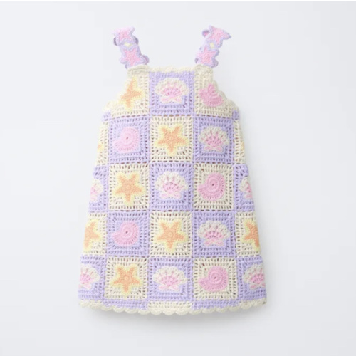CROCHET KNIT DRESS WITH SEA MOTIFS - Lilac | ZARA United States