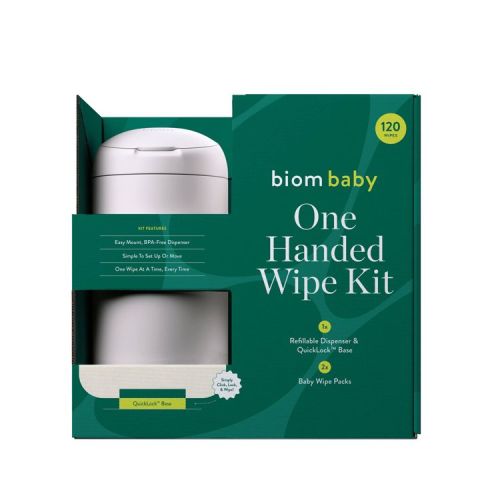 Biom Plant Based Hypoallergenic Baby Starter Kit - White - Fragrance Free - 120 wipes: Face, Hands, Nose, Whole Body, Diaper Area