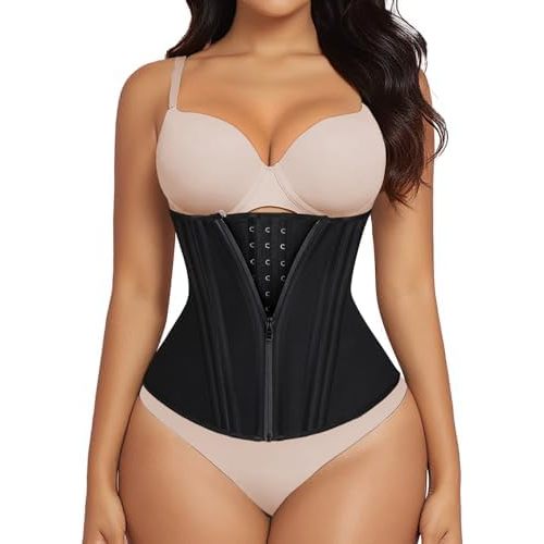 SHAPERX Waist Trainer for Women Corset Shapewear Tummy Control Sport Workout Waist Cincher Body Shaper Zipper and Hooks