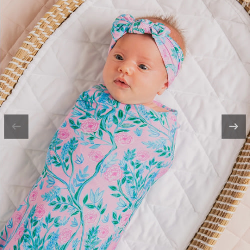 Bowquet of Roses Swaddle & Headwrap Set