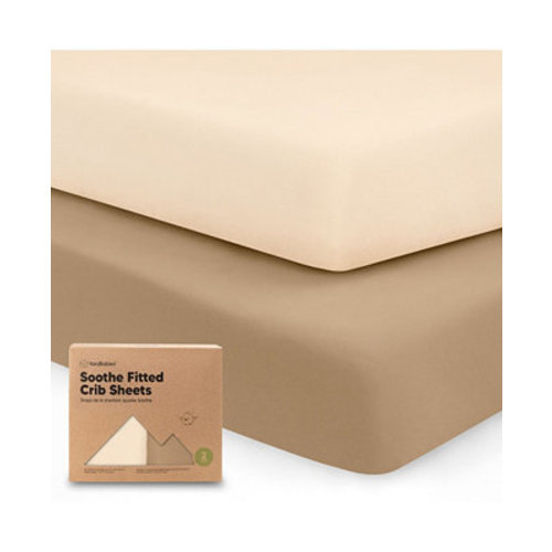 2pk Soothe Fitted Crib Sheets Neutral, Baby Crib Sheets, Fits Standard Nursery Baby Mattress