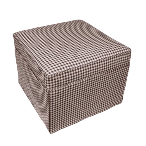 My Texas House Alamo Large Skirted Ottoman, Gingham Fabric