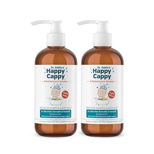 Happy Cappy Medicated Shampoo and Body Wash- Baby Dandruff Shampoo, Helps Cradle Cap and Seborrheic Dermatitis, Reduces Flakes and Redness, Dermatologist Tested, Fragrance-Free - 8 Fl Oz