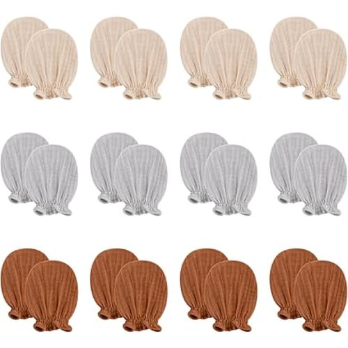 Pro Goleem Muslin Baby Mittens for Newborn, 100% Cotton No Scratch Soft Breathable Gloves for Boys and Girls 0-6 months
