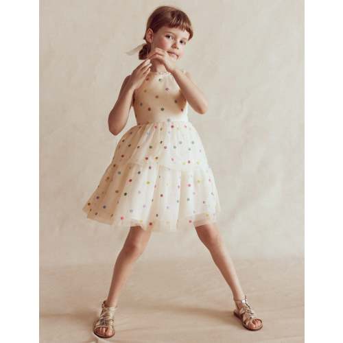 Spot Occasion Dress-Soft Ivory Multi Spot - (Size 4-5)