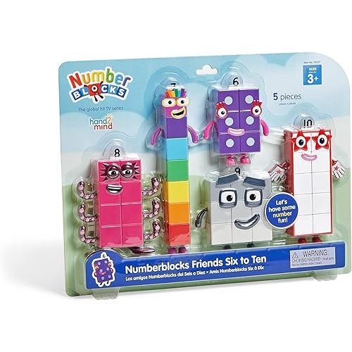 hand2mind Numberblocks Friends Six to Ten Figures – Official Licensed Character Action Figure Set, Numbers and Counting Figurines, Pretend Play Toys, for Kids Ages 3, 4, 5, 6, 7