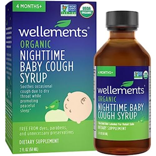 Wellements Organic Nighttime Baby Cough Syrup | Soothes Occasional Cough Due to Dry Throat While Promoting a Peaceful Night’s Sleep*, USDA Organic | 2 Fl Oz, 4 Months+