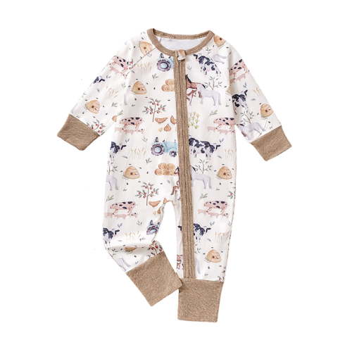 Weebloom Baby Boy Girl Romper Footless Jumpsuit Comfortable Stylish Bodysuit 0-24 Months Sleepwear Loungewear Pjs Sleepers Pajamas Onesie Beige 9-12 Months