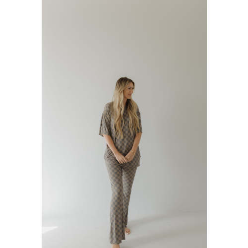 Short Sleeve Women's Bamboo Pajama | Faded Checkerboard