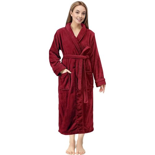 NY Threads Womens Fleece Bathrobe - Shawl Collar Soft Plush Robe Spa Robe