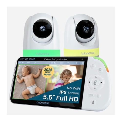 Babysense Pro 5.5" HD Split-Screen Baby Monitor with 2 Cameras