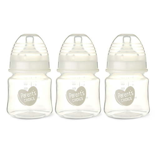 Parent's Choice 5 fl oz Slow Flow Wide Neck Bottles, 0+ Months, 3 Count